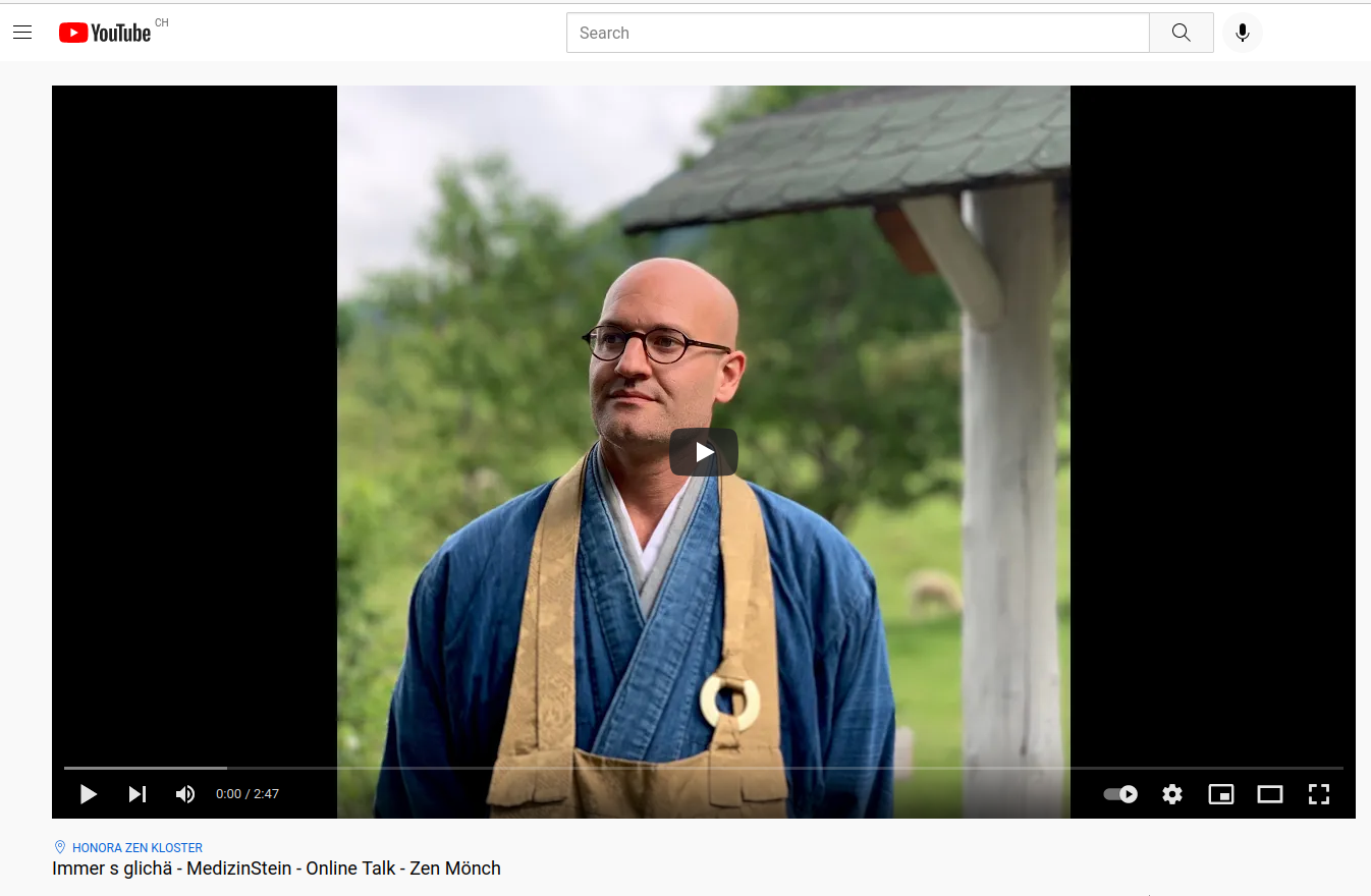 Online Meditation mit Schweizer Zen Meister Reding aus der Schweiz