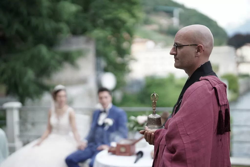 Lake como wedding speaker zen monk marcel reding at the palazzo gallio in italy
